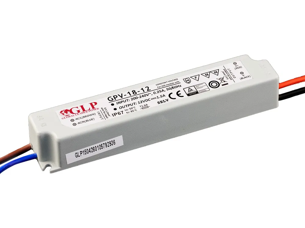 Zasilacz impulsowy wodoodporny IP 67 GPV 12V/1,5A 18W Tylko do końca tygodnia