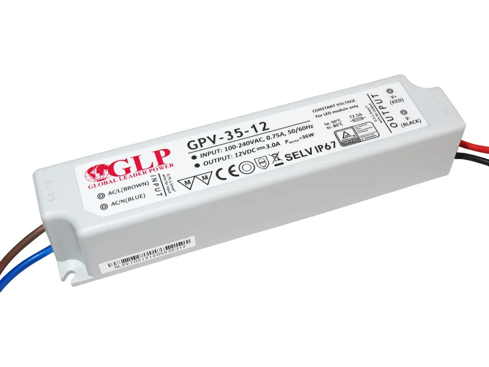 Zasilacz impulsowy wodoodporny IP 67 GPV 12V/3A 35W Łatwy zwrot