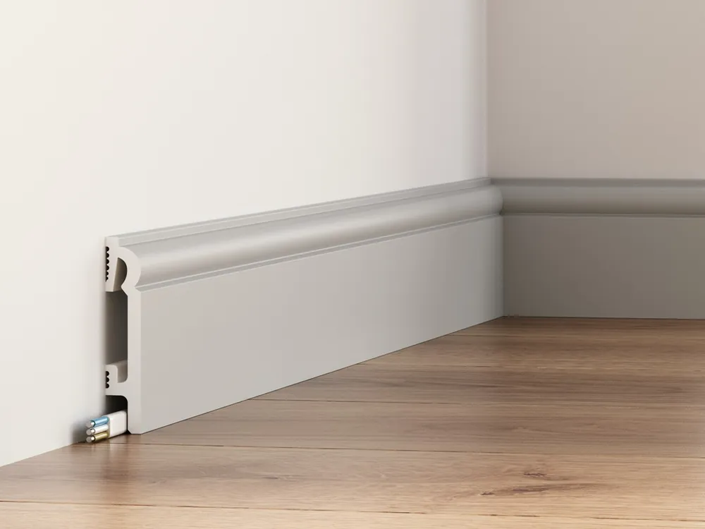 Promocja Listwa przypodłogowa 8 cm PCV DuroFit PF082G - Szary - Premium Floor