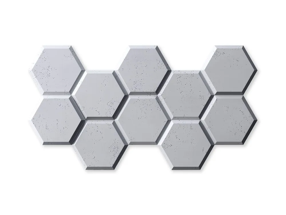 Beton architektoniczny 3D na ścianę Heksagon Jasny Szary PB01-S50 Wyprzedaż