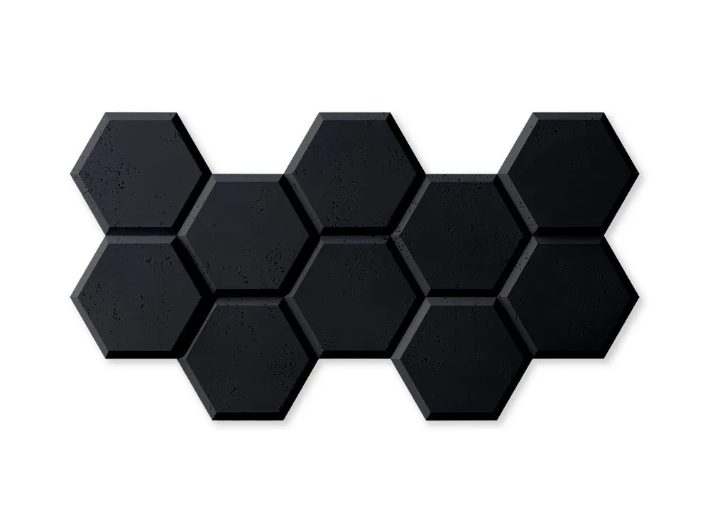 Tylko do końca tygodnia Panel ścienny 3D Beton architektoniczny Heksagon Czarny PB01-B15