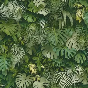Bezpieczne zakupy Tapeta 37280-2 Greenery AS Creation motyw dżungli z zielonymi liśćmi i realistyczne akcenty kolorystyczne - zielony