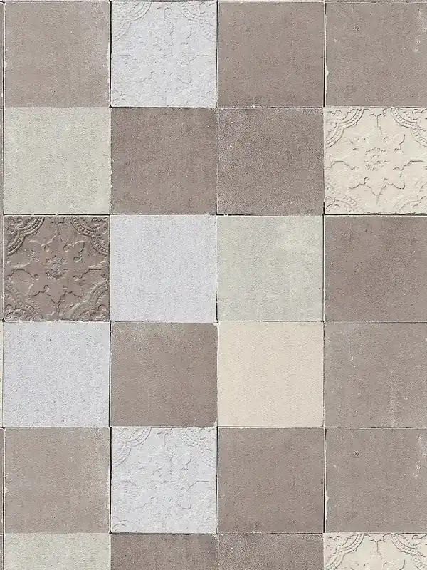 Tapeta 37406-3 New Walls AS Creation orientalna kafelkowa z mozaiką - szary, kremowy Nowość
