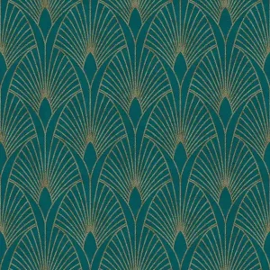 Darmowa dostawa Tapeta 37427-5 New Walls AS Creation art deco ze złotym wzorem w stylu retro - niebieski, złoty, zielony