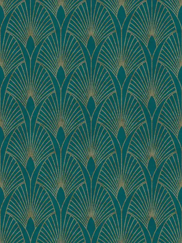 Darmowa dostawa Tapeta 37427-5 New Walls AS Creation art deco ze złotym wzorem w stylu retro - niebieski, złoty, zielony