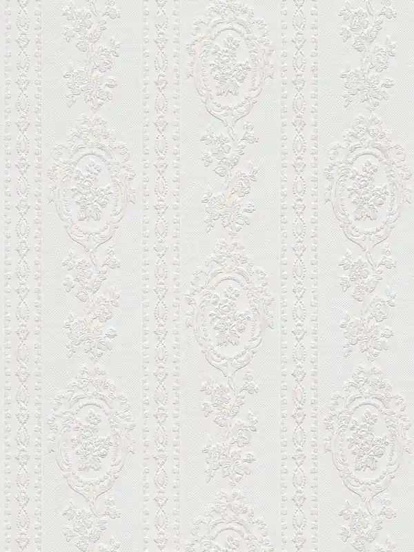 Darmowy zwrot Tapeta 1861-40 Belle Epoque AS Creation ornament z elementami kwiatowymi, paskami - biała