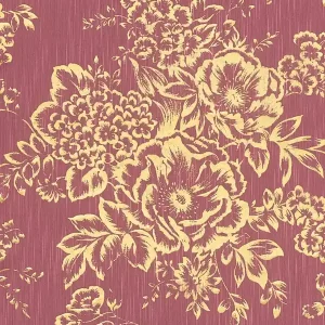 Dostępne od ręki Tapeta 30657-6 AP Metallic Silk AS Creation teksturowana ze złotym kwiatowym wzorem - złoto, czerwień