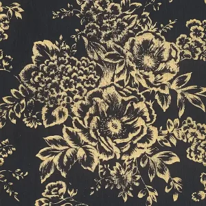 Promocja Tapeta 30657-7 AP Metallic Silk AS Creation teksturowana złoty kwiatowy wzór - złoty, czarny