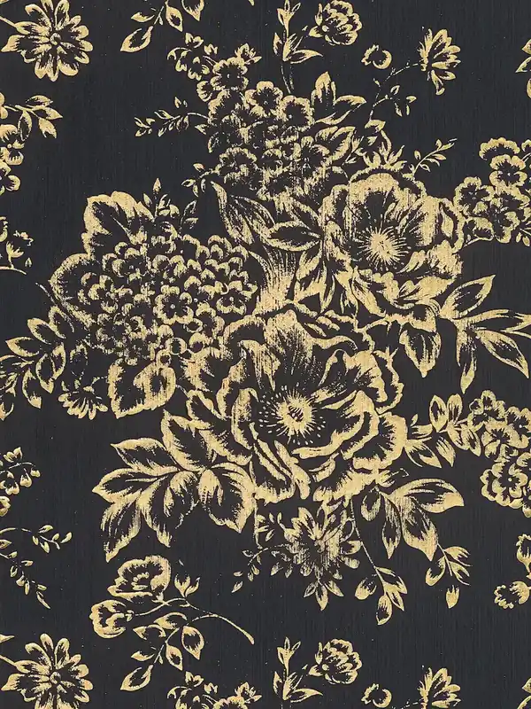 Promocja Tapeta 30657-7 AP Metallic Silk AS Creation teksturowana złoty kwiatowy wzór - złoty, czarny