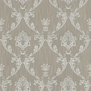 Tapeta 30658-3 AP Metallic Silk AS Creation ornament z kwiatowymi elementami w kolorze srebrno - srebrnym, brązowym Wyprzedaż