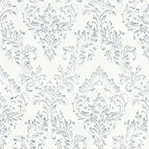 Bezpieczna płatność Tapeta 30659-1 AP Metallic Silk AS Creation ornament w kwiatowy wzór z efektem brokatu - srebrno-biała