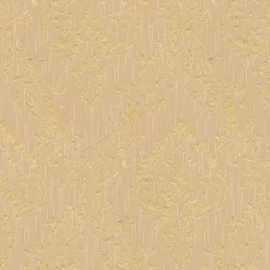 Tapeta 30659-4 AP Metallic Silk AS Creation ornament kwiatowa z efektem złotego brokatu - złoto, beż Popularny