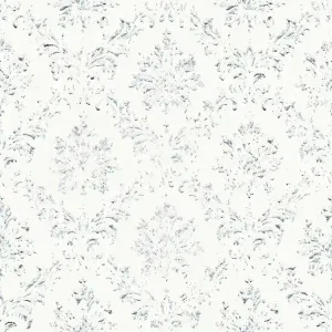 Hit sprzedaży Tapeta 30662-1 AP Metallic Silk AS Creation biała ornament z srebrnym połyskiem - biała, srebrna