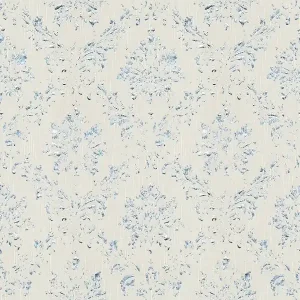 Tapeta 30662-2 AP Metallic Silk AS Creation biała ornament z niebieskim połyskiem - szara, srebrna Do wyczerpania zapasów