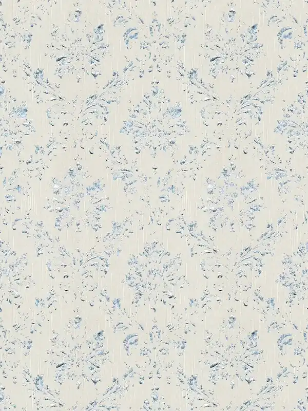 Tapeta 30662-2 AP Metallic Silk AS Creation biała ornament z niebieskim połyskiem - szara, srebrna Do wyczerpania zapasów