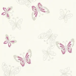 Bestseller Tapeta 34765-1 Happy Spring AS Creation do pokoju dziecka z motywem motyli - beż, fiolet