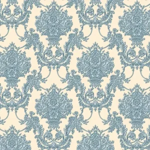 Nowość Tapeta 34492-6 Chateau 5 AS Creation ornament kwiatowy z metalicznymi akcentami - beż, błękit Outlet ostatnie 3 rolki