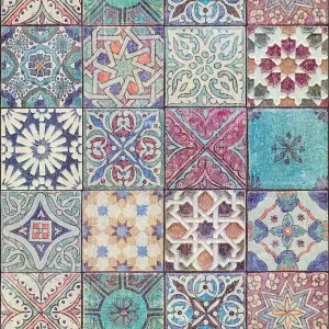 Hit sprzedaży Tapeta 36205-1 Bude 2.0 AS Creation z efektem mozaiki - niebieski, fioletowy, kremowy