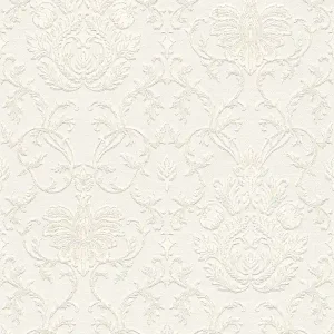 Kup online Tapeta 5380-62 Belle Epoque AS Creation z efektem brokatu z ornamentem 3D - biała
