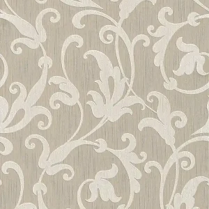 Tapeta 95490-1 Tessuto AS Creation tapeta tekstylna z tłoczonymi ornamentami – beż, srebro Darmowa dostawa