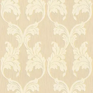 Tapeta 95628-2 Tessuto AS Creation tapeta tekstylna z motywami barokowymi – beż, żółć Wysoka jakość