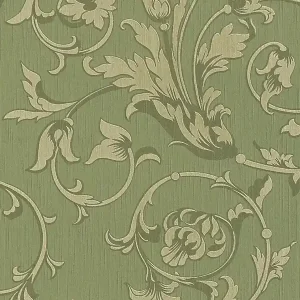 Oferta Tapeta 95633-4 Tessuto AS Creation flizelinowa ornamenty roślinne z efektem tekstury - zielona