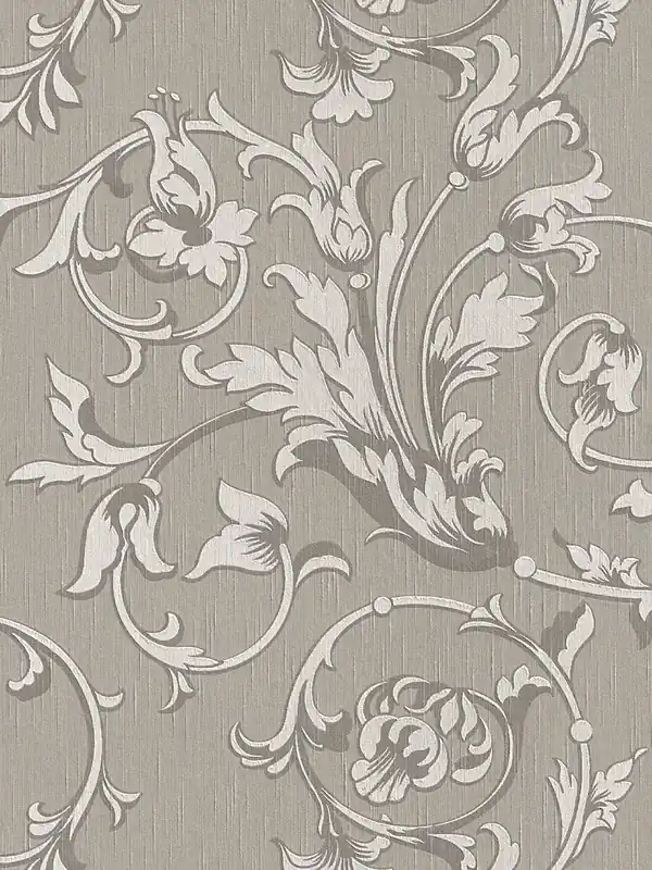 Hit cenowy Tapeta 95633-6 Tessuto AS Creation w stylu kolonialnym z roślinnymi ornamentami - brąz, szary
