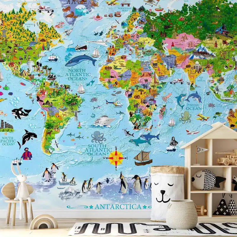 Zniżka Fototapeta - Mapa świata dla dzieci