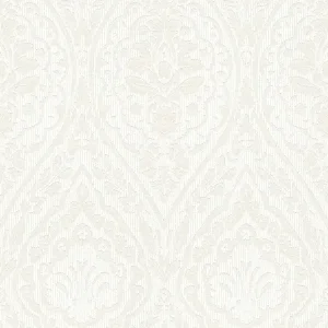 Darmowy zwrot Tapeta AS 96195-4 teksturowana z kwiecistym ornamentalnym wzorem w stylu kolonialnym - biała