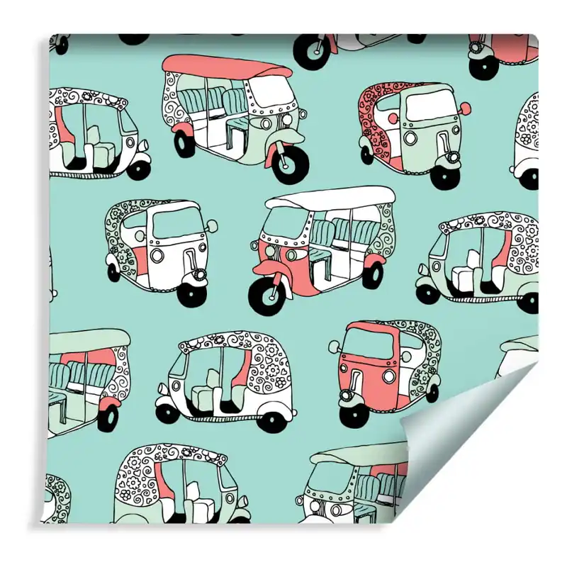 Oferta Tapeta Dla Dzieci - Kolorowe Riksze W Stylu Skandynawskim