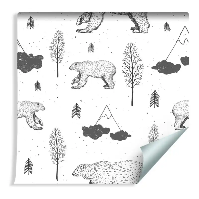 Tapeta Dla Dzieci - Niedźwiadki, Drzewa I Góry Oferta czasowa