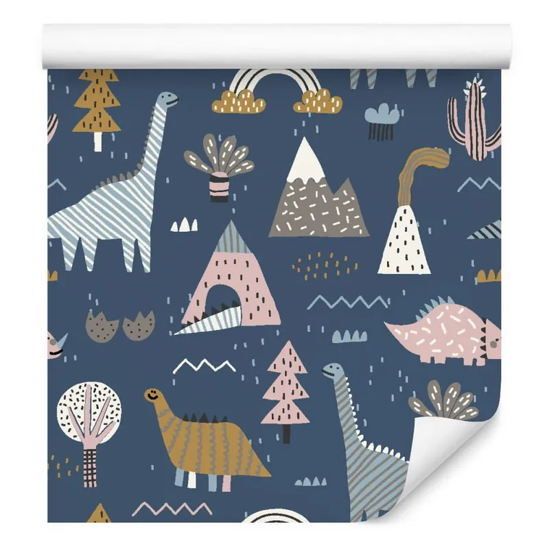 Tapeta Dla Dzieci Kolorowe Dinozaury Tęcza Chmury Oferta limitowana