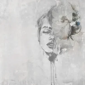 Fototapeta Spectacular Watercolor Woman Face With White Flower. Digital Art Dodaj do koszyka