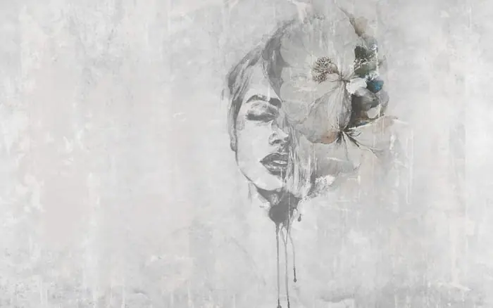 Fototapeta Spectacular Watercolor Woman Face With White Flower. Digital Art Dodaj do koszyka