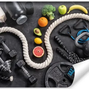 Fototapeta Sprzęt Sportowy Z Owocami I Warzywami Kup teraz