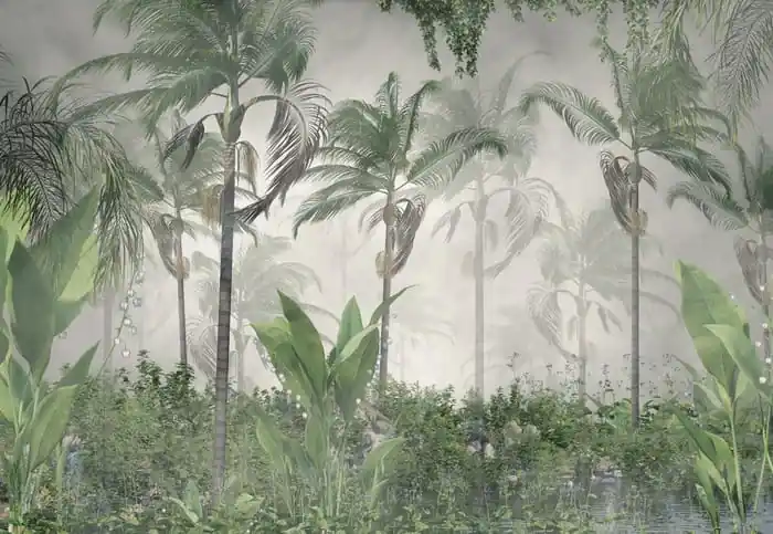Fototapeta Tropical Trees And Leaves For Digital Printing Wallpaper, Custom Design Wallpaper - 3D Wyprzedaż