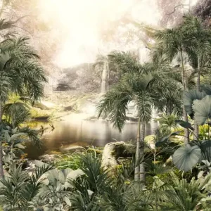Wyprzedaż Fototapeta Tropical Trees And Leaves For Digital Printing Wallpaper, Custom Design Wallpaper - 3D