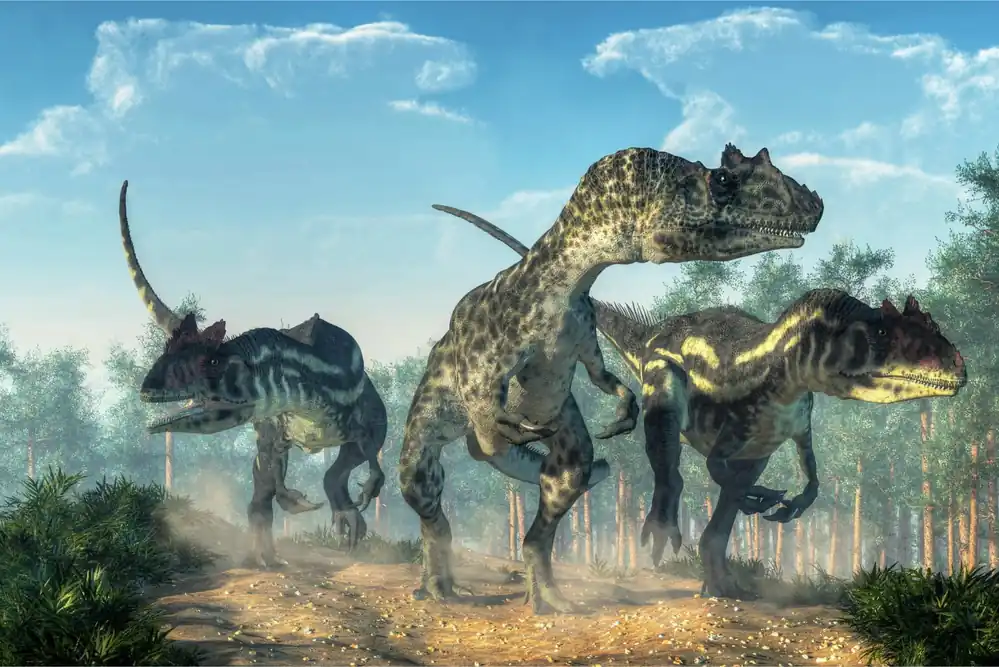 Hit sprzedaży Fototapeta Trzy Dinozaury W Lesie