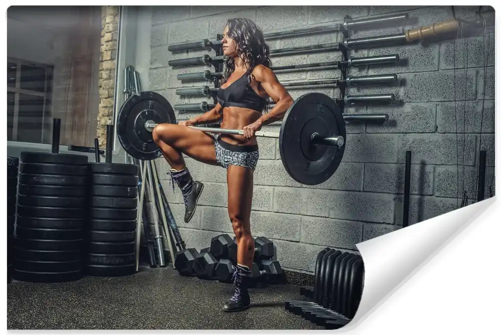 Oferta limitowana Fototapeta Wysportowana Kobieta Podnosząca Sztangę