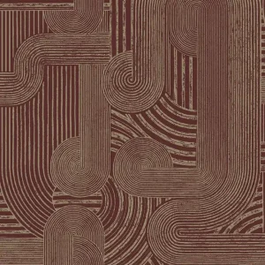 Tapeta ścienna geometryczna połyskująca wzór w linie koła i łuki czerwona65951 Khalili Holden Tylko dziś