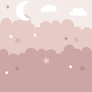 Kup online Mural ścienny tło różowe dziecięcy w chmurki, gwiazdki i księżyc To the Moon and Back 159250 Esta Home