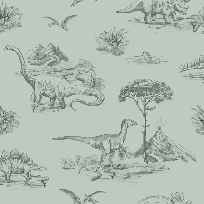 Zniżka Tapeta ścienna tło zielone dziecięca w dinozaury To the Moon and Back 139556 Esta Home