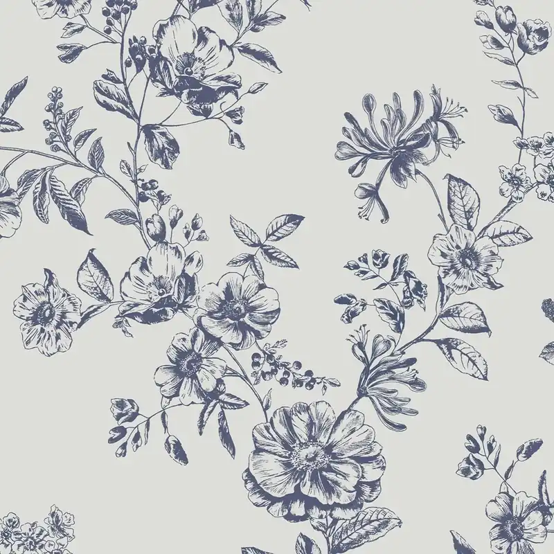 Tapeta ścienna tło białe z granatowym florystycznym wzorem 120866 Joules Tylko dziś