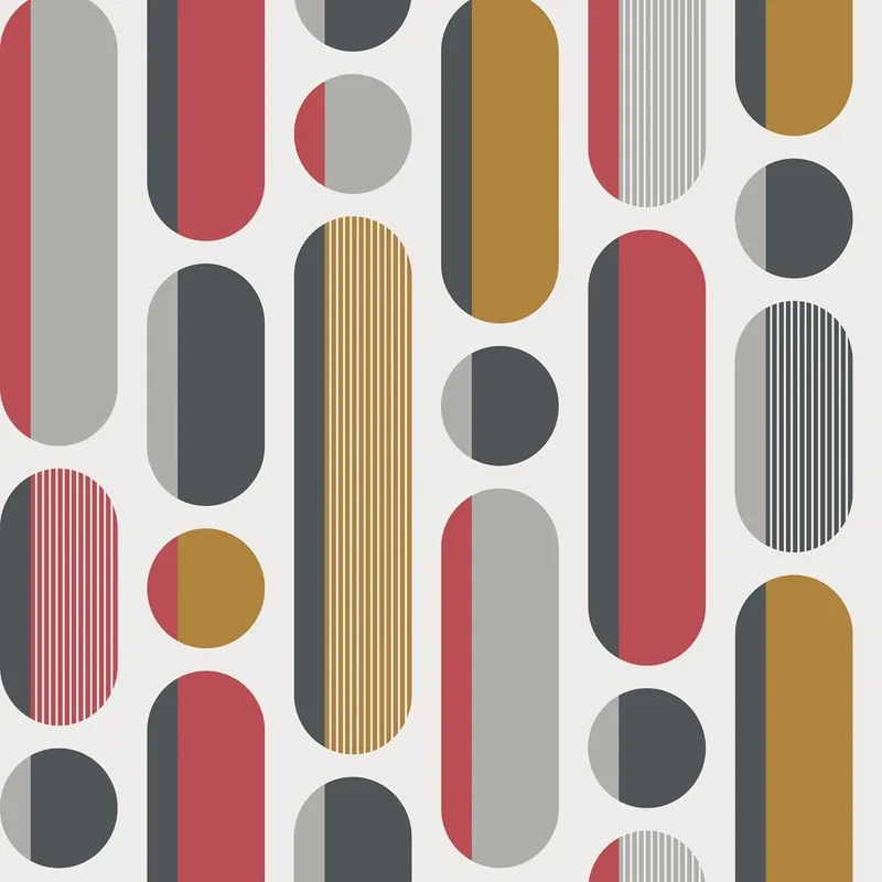 Tapeta ścienna ze wzorem geometrycznym w stylu retro na białym tle 118719 Envy Kup teraz