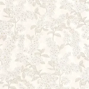 Tapeta ścienna jasne tło w kwiaty i gałązki Kyoto 88730119 Casadeco Nowość