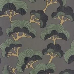 Nowy Tapeta ścienna w zielone drzewa na szarym tle Kyoto 88719732 Casadeco