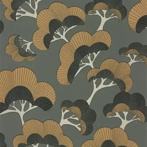 Cena promocyjna Tapeta ścienna w drzewa na zielonym tle Kyoto 88717530 Casadeco