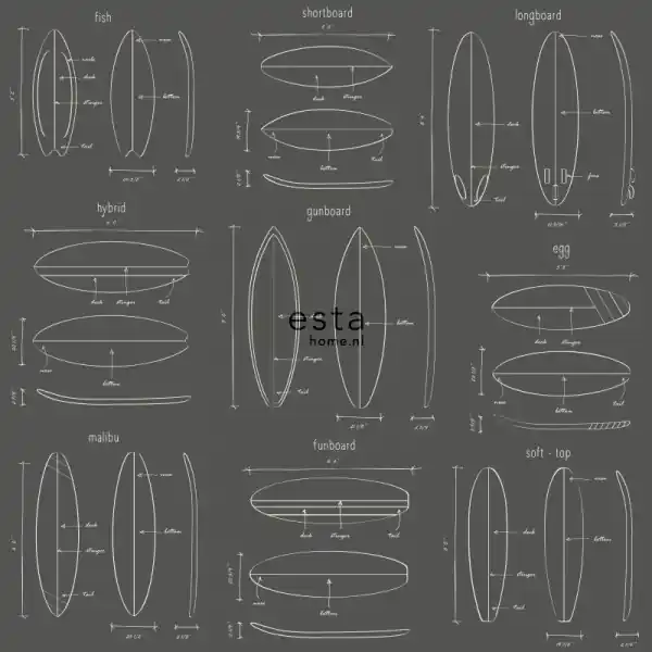 Dostępne od ręki Tapeta ścienna deski surfingowe surfing Regatta Crew Surf Edition 128872 Esta Home