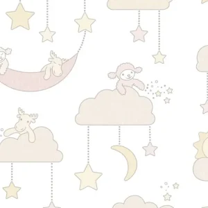 Zniżka Tapeta ścienna w chmurki owieczki gwiazdki Jack 'N Rose LL3010 Grandeco