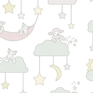 Darmowa dostawa Tapeta ścienna w chmurki owieczki gwiazdki Jack 'N Rose LL3005 Grandeco